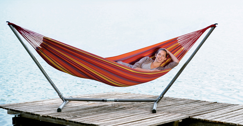 Hamac Amazonas Tahiti Ocean - Tissé Main, 200x100 Cm, Supporte 120 Kg - Coton/polyester - Avec Sac De Rangement
